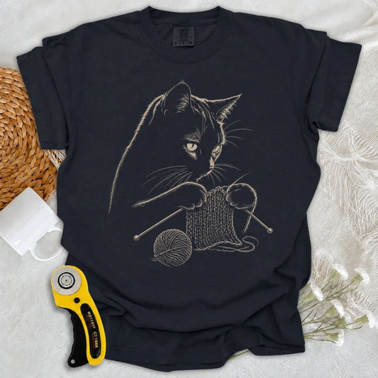 Comfort Colors Cat Knitting Art T-shirt