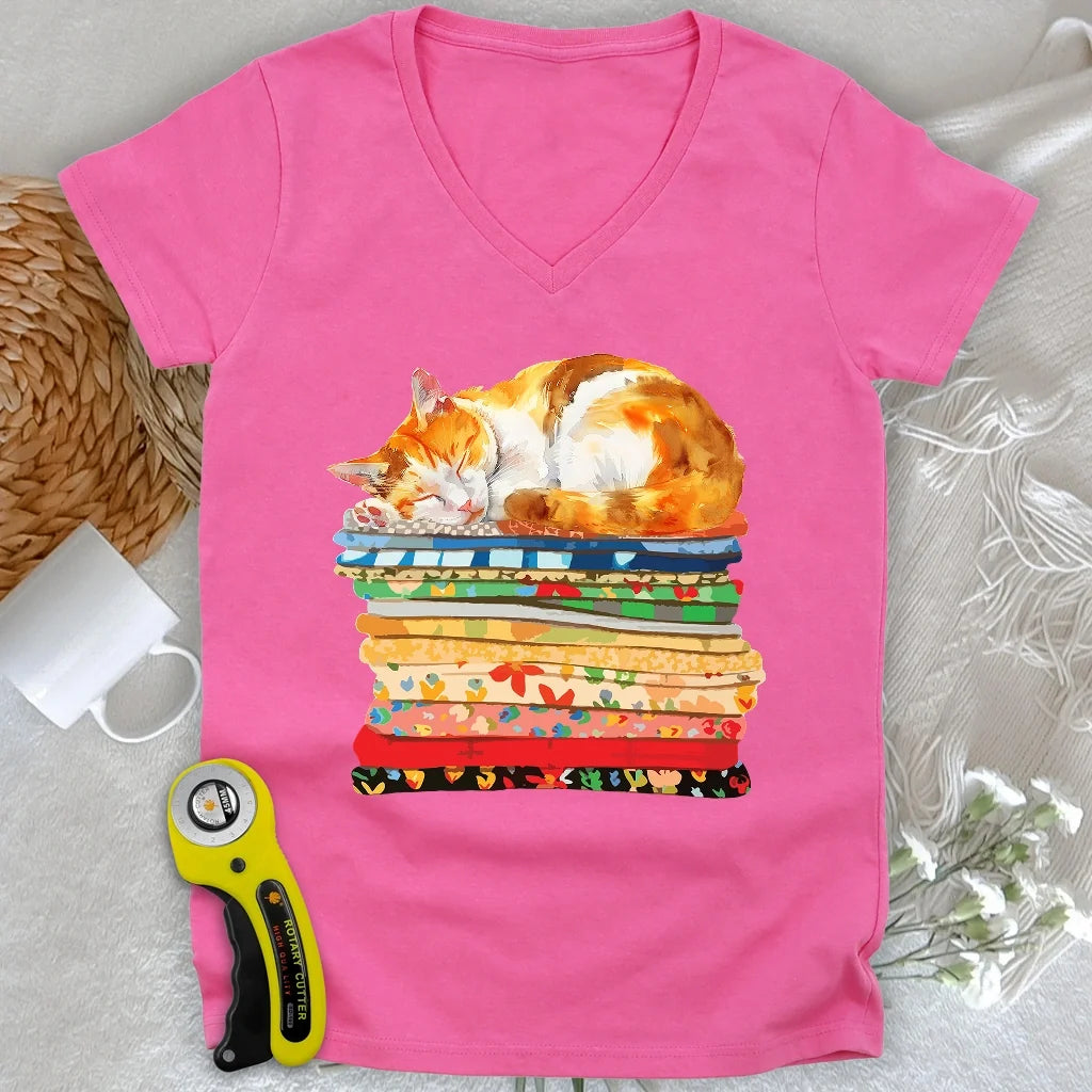 Cat And Fabric Lady V-neck