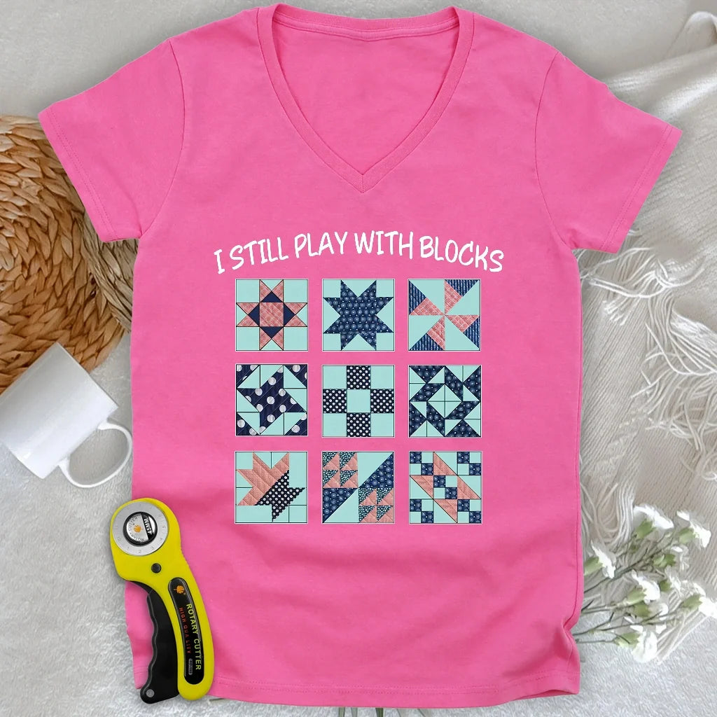 I Still Play With Block Lady V-neck