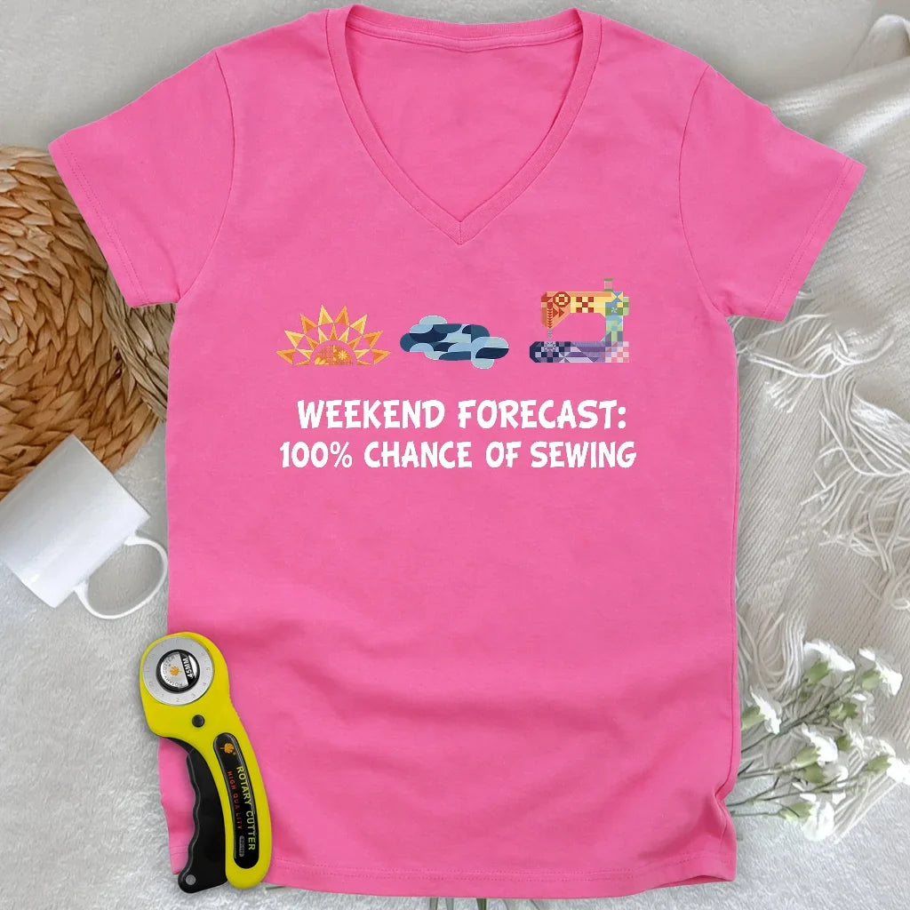 Quilter Weekend Forecast Lady V-neck