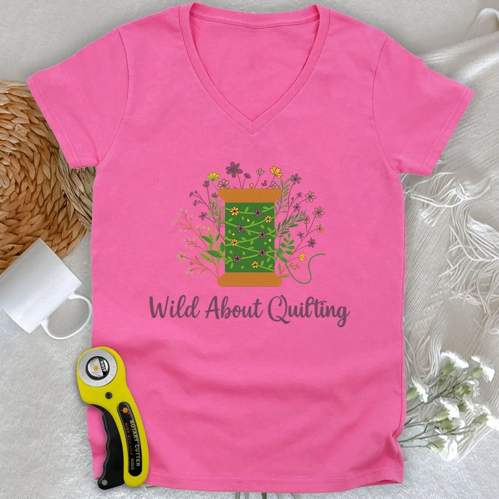Wild About Quilting Lady V-neck
