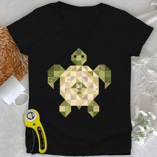 Patchwork Turtle Lady V-neck