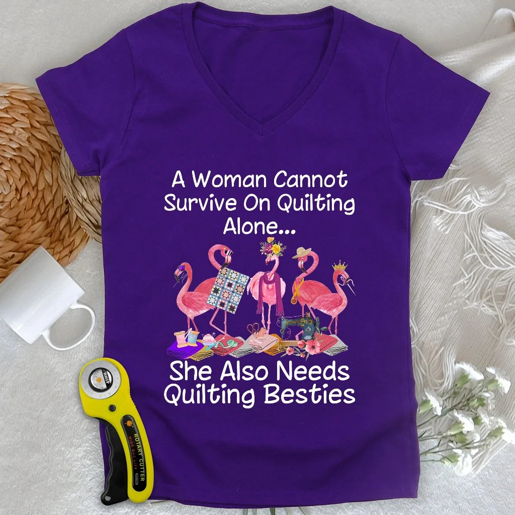 Quilting Besties Lady V-neck