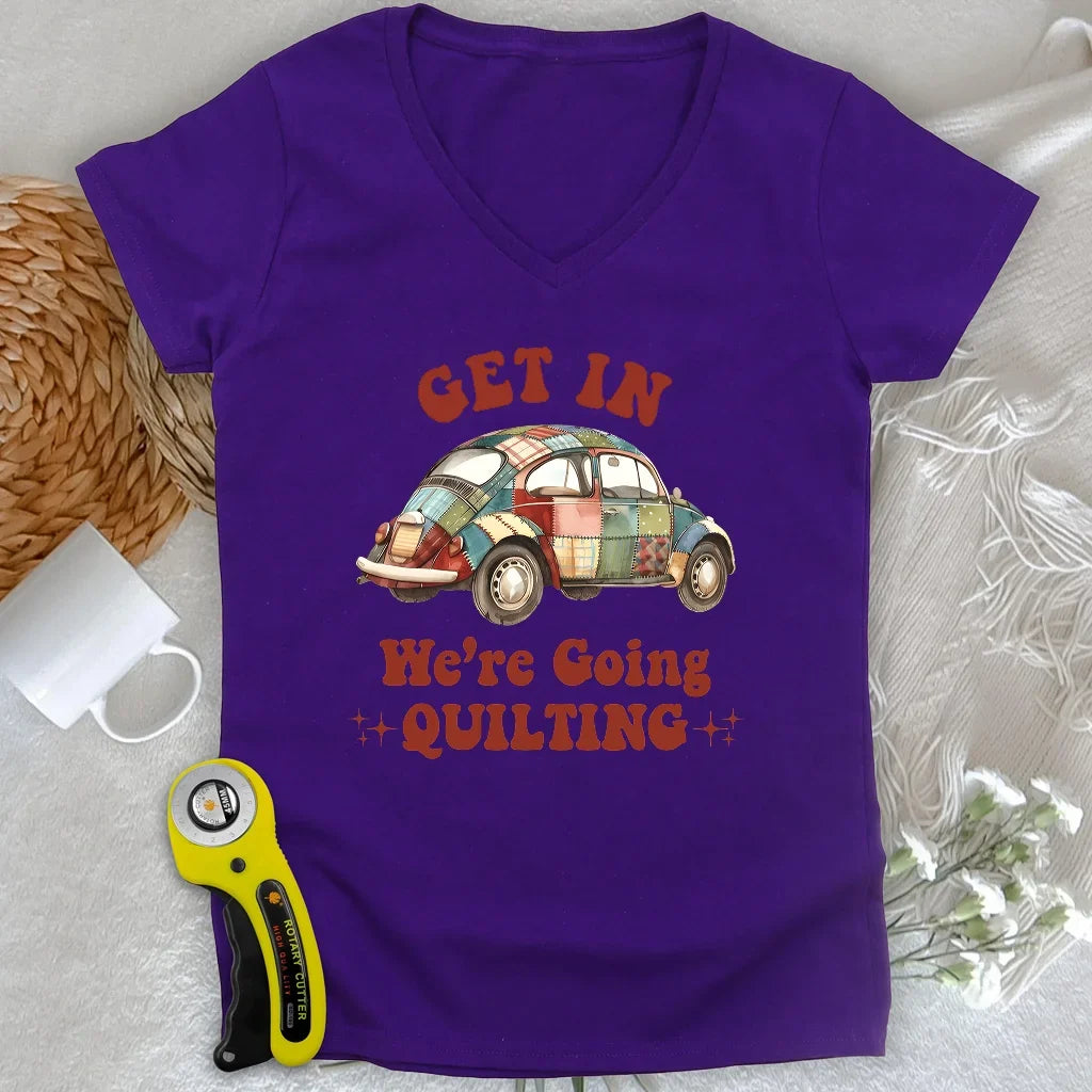 Quilty Road Trip Bug Lady V-neck