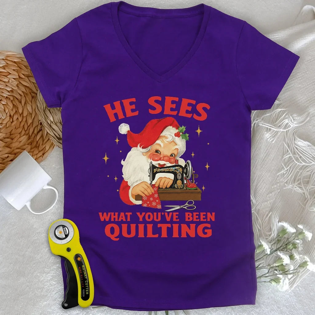 Santa Sees Lady V-neck