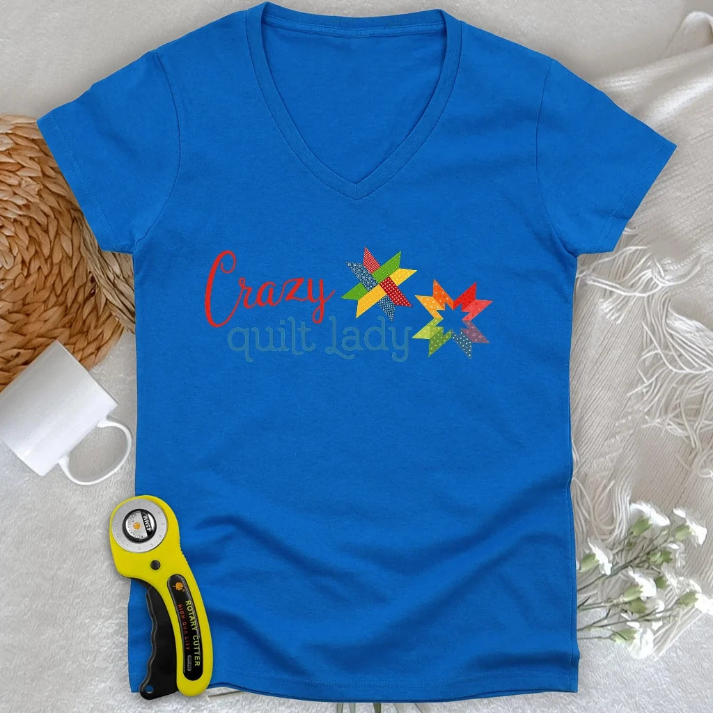 Crazy quilt lady Lady V-neck