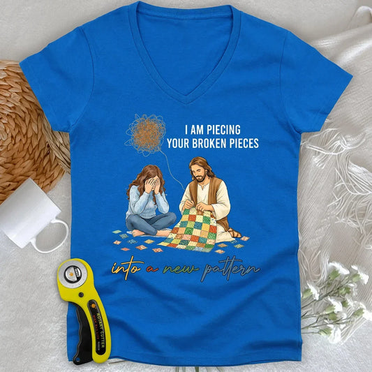 God Piecing Broken Pieces Lady V-neck