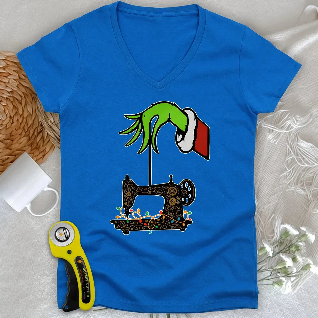 Grinch Stole Stitches Lady V-neck