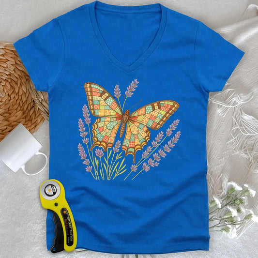 Patchwork Butterfly Lady V-neck