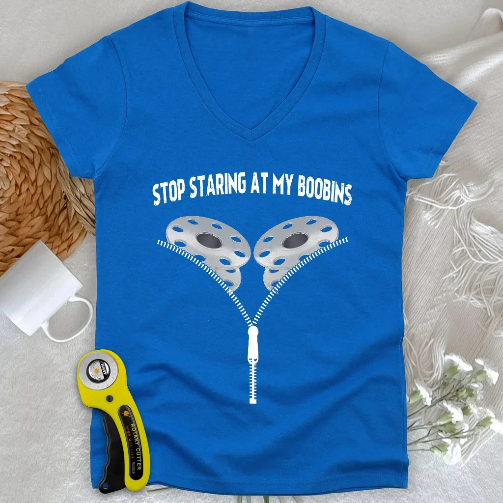Stop Staring At Boobins Lady V-neck