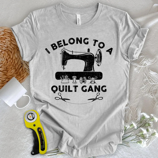 In a quilt gang T-shirt