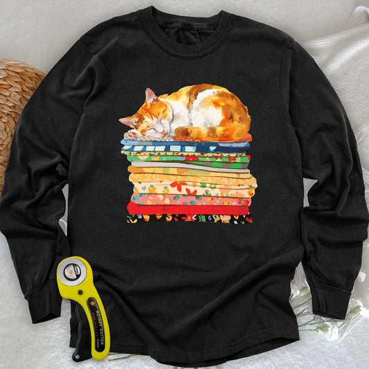 Cat And Fabric Long Sleeve T-shirt