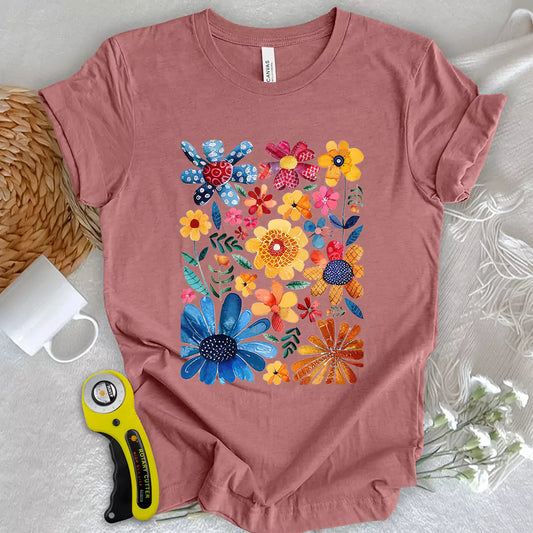 Boho Quilting Flowers T-Shirt