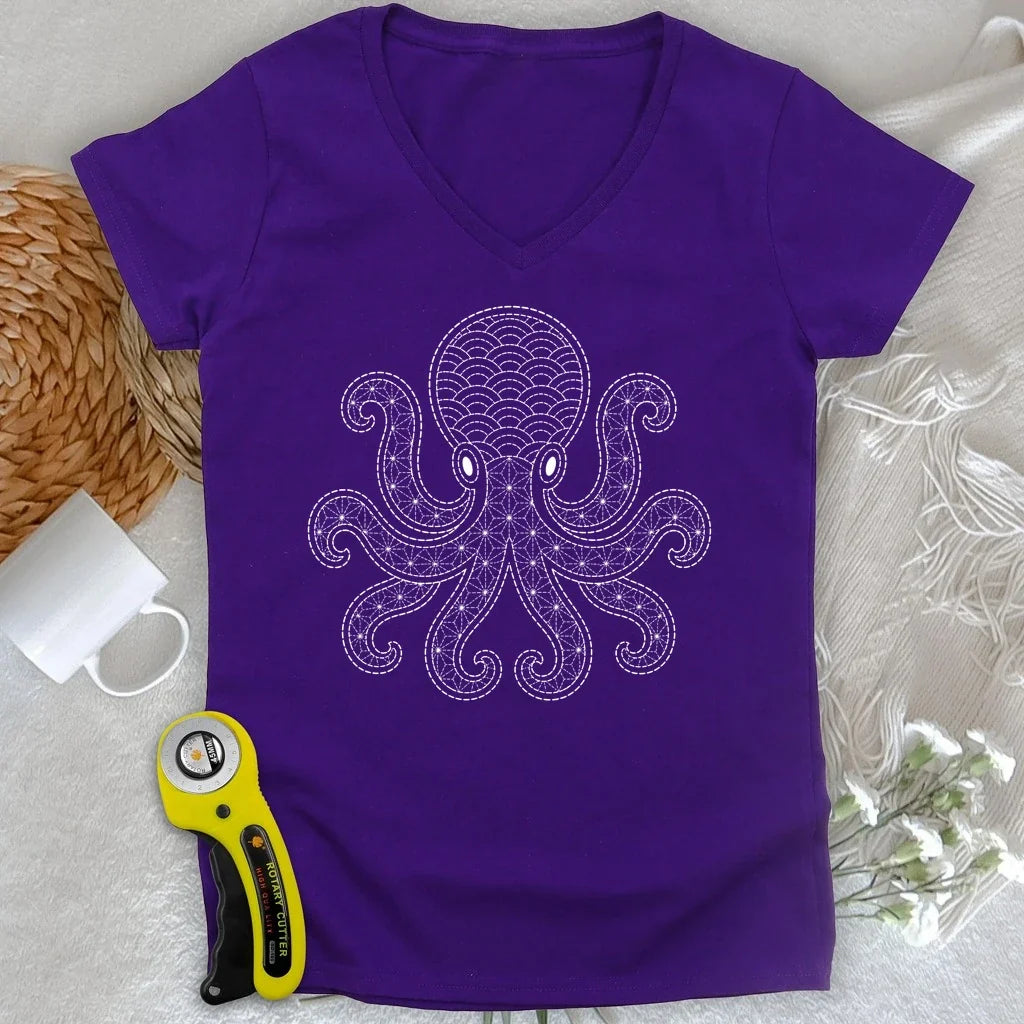 Sashiko Octopus Lady V-neck