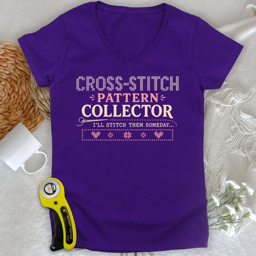 Cross-Stitch Collector Lady V-neck