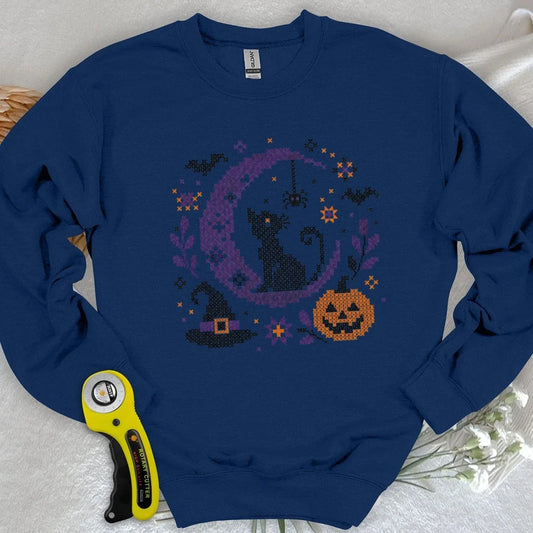Moonlit Halloween Cross Stitch Sweatshirt