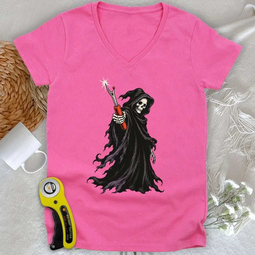 The Seam Reaper Lady V-neck