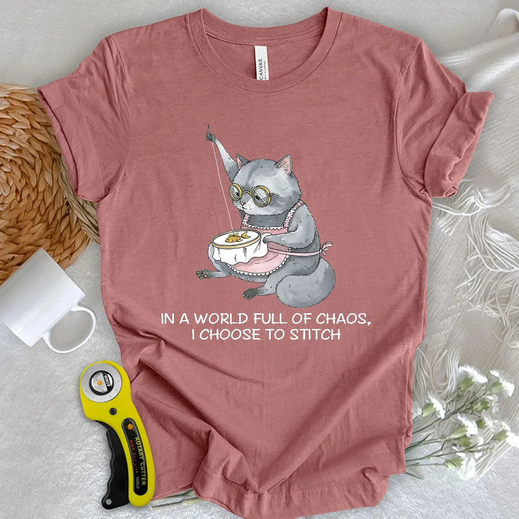Granny Cat Sewist T-shirt