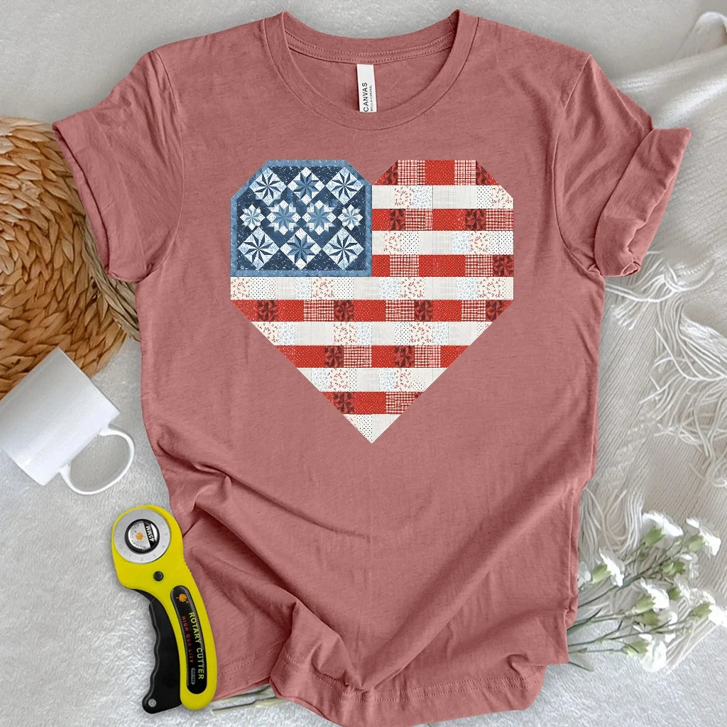 Stars & Stripes Patchwork Heart T-shirt