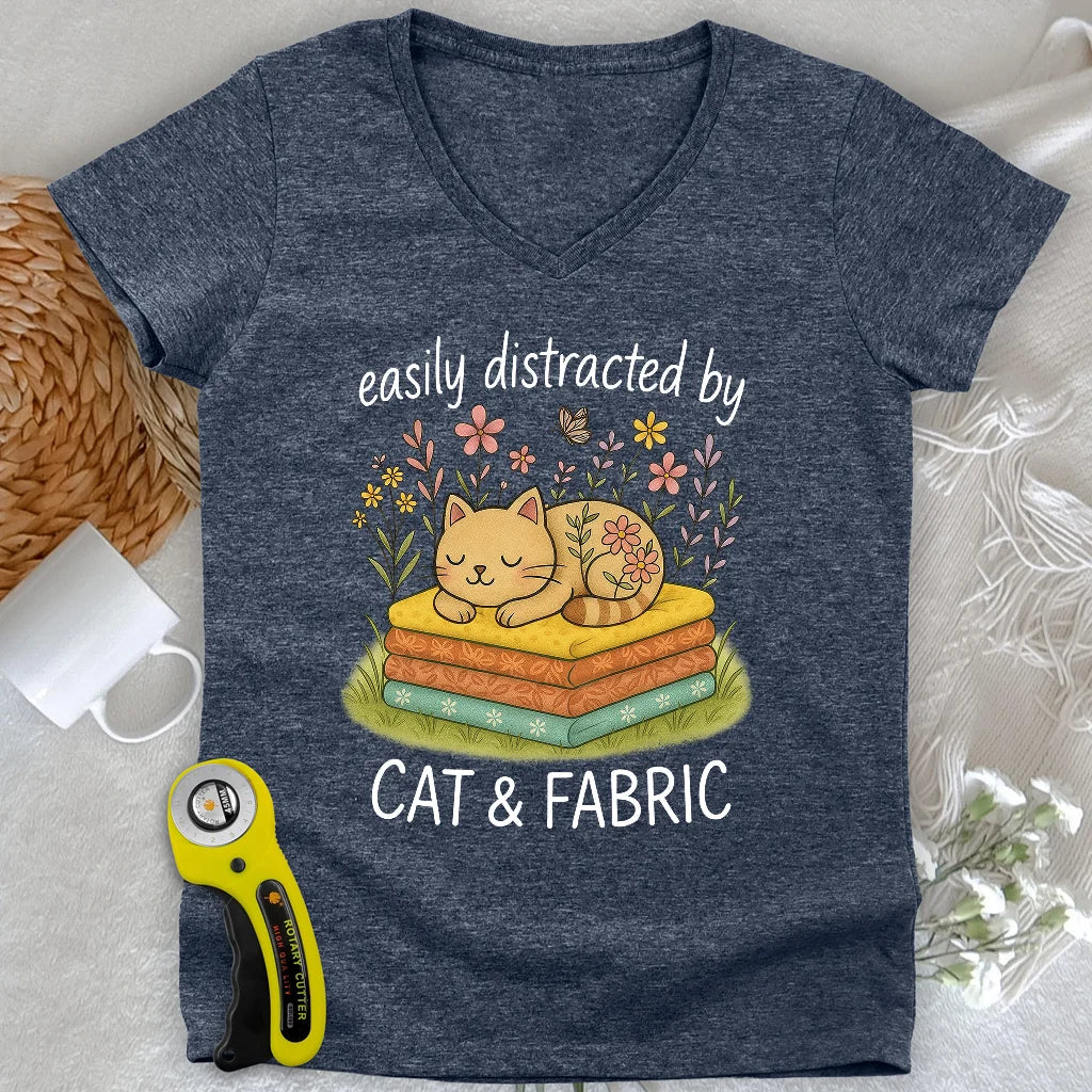 Cat Nap for Quilters Lady V-neck