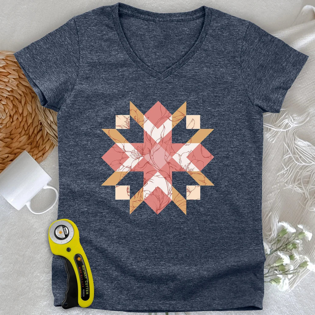 Quilted Botanica Lady V-neck