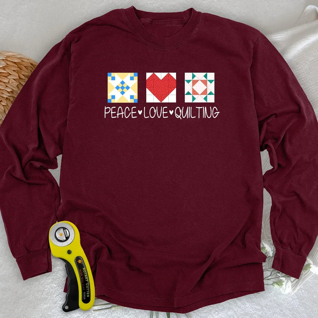 Peace Love Quilting Long Sleeve T-shirt