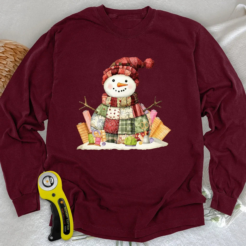 Quilting Snowman Long Sleeve T-shirt