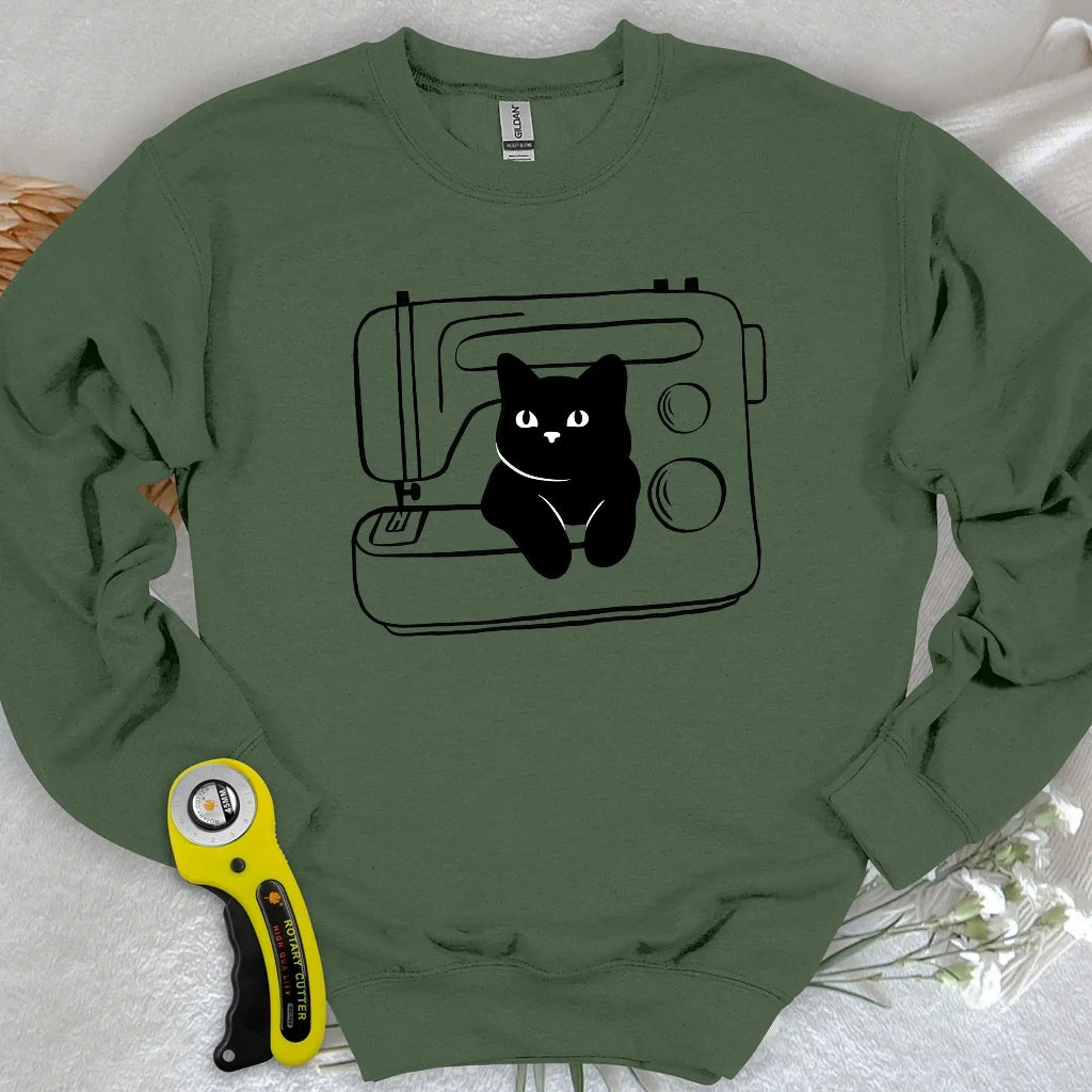 Black cat machine Sweatshirt