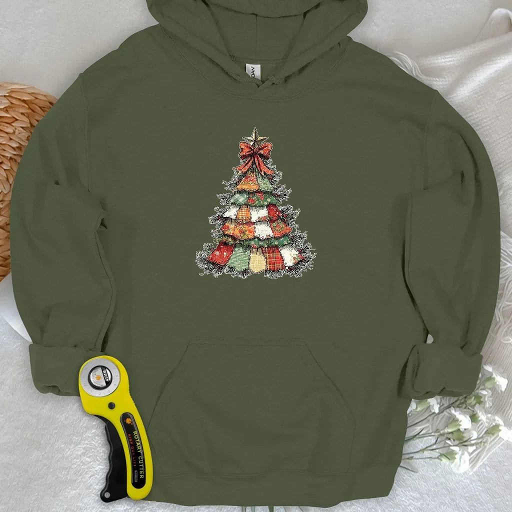 Patchwork Xmas Tree Hoodie