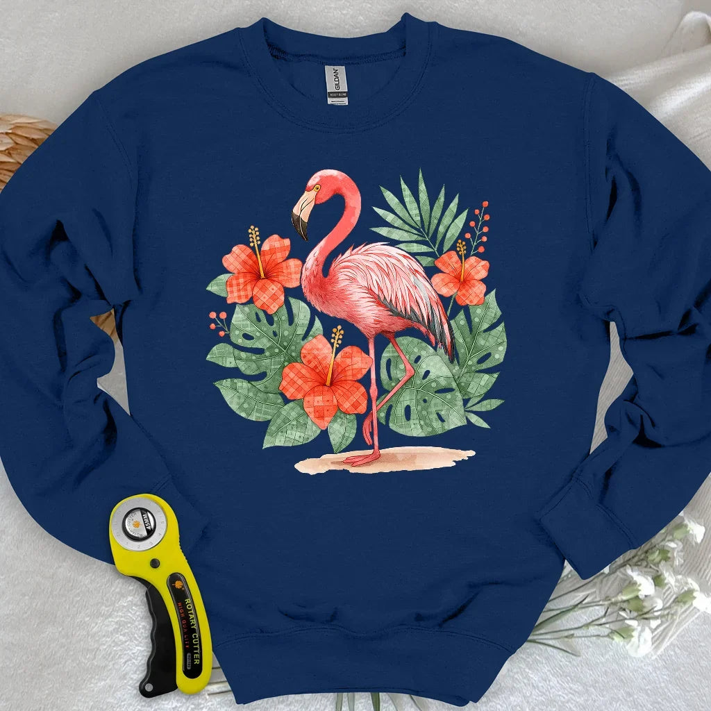 Flamingo & Floral Patchwork Sweatshirt