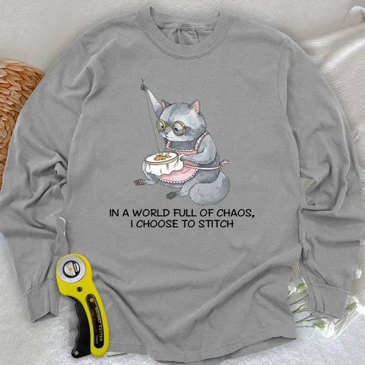 Granny Cat Sewist Long Sleeve T-shirt