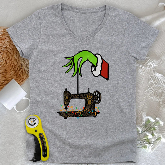 Grinch Stole Stitches Lady V-neck