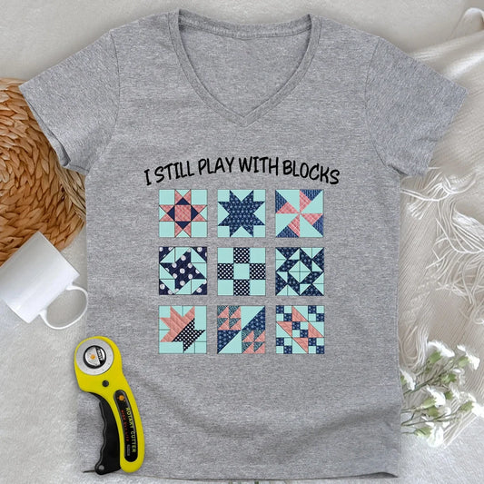 I Still Play With Block Lady V-neck