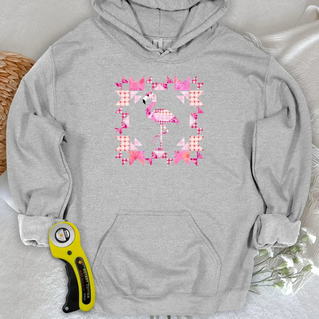 Patchwork Flamingo Panel Hoodie