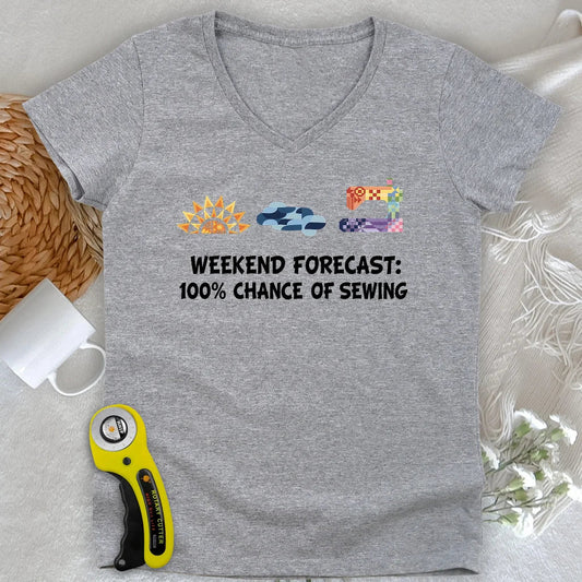 Quilter Weekend Forecast Lady V-neck