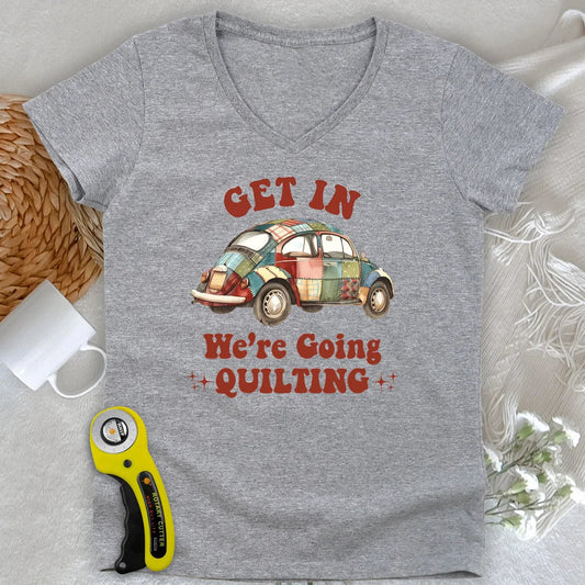 Quilty Road Trip Bug Lady V-neck