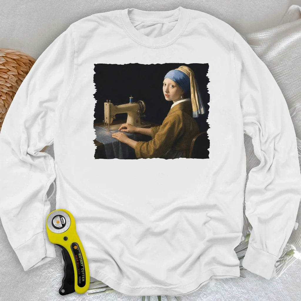 Girl With A Sewing Machine Long Sleeve T-shirt