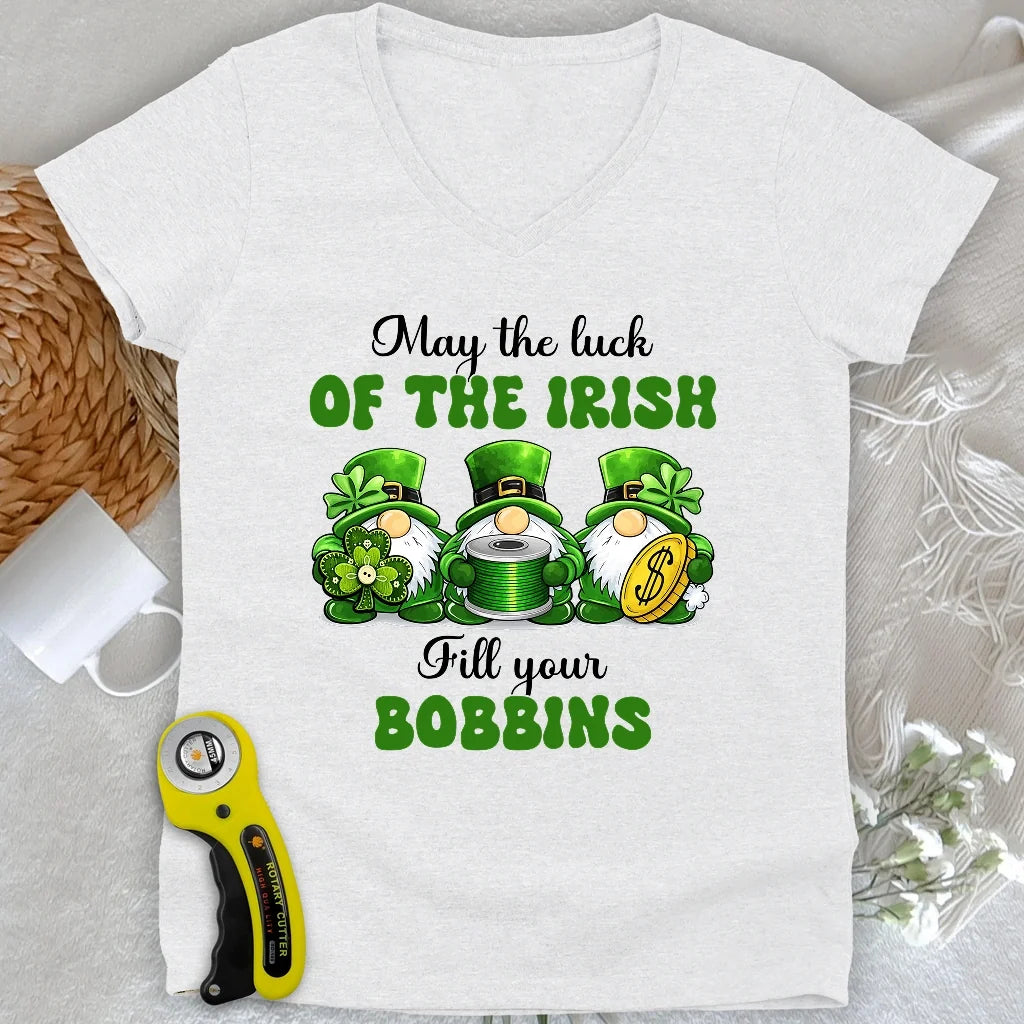 Lucky Bobbin Blessings Lady V-neck