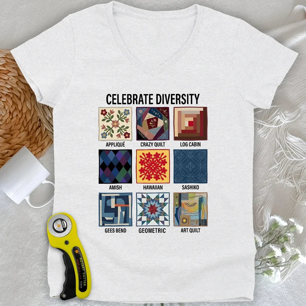 Patchwork Diversity Lady V-neck