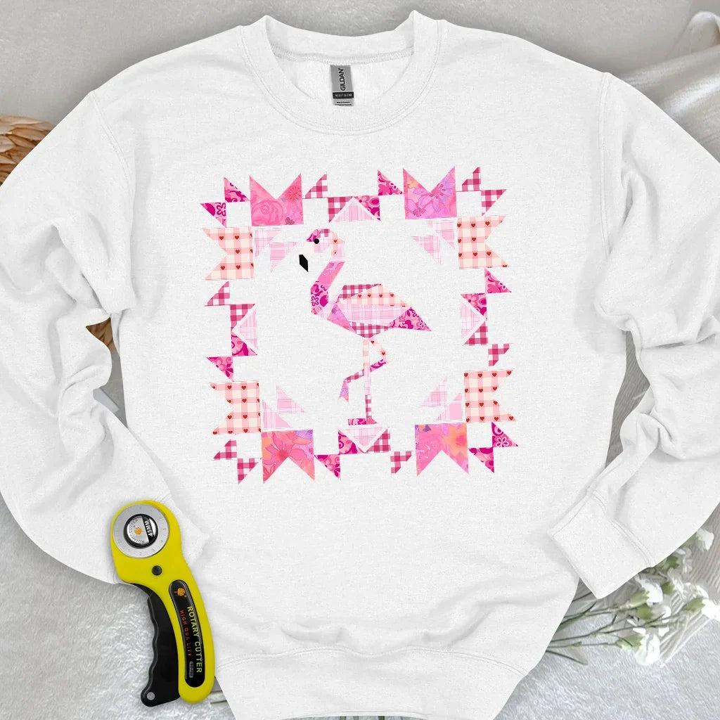 Patchwork Flamingo Panel Sweatshirt