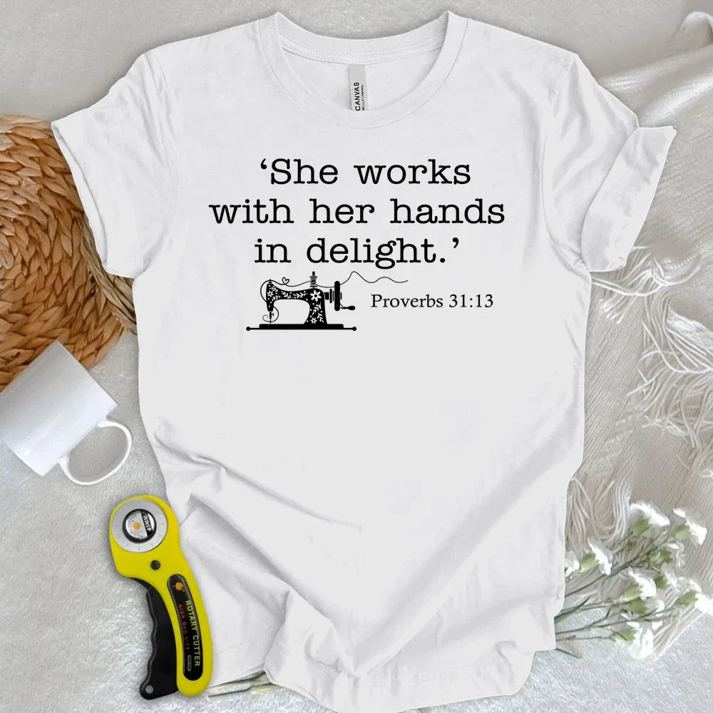 Sewing In Bible T-shirt