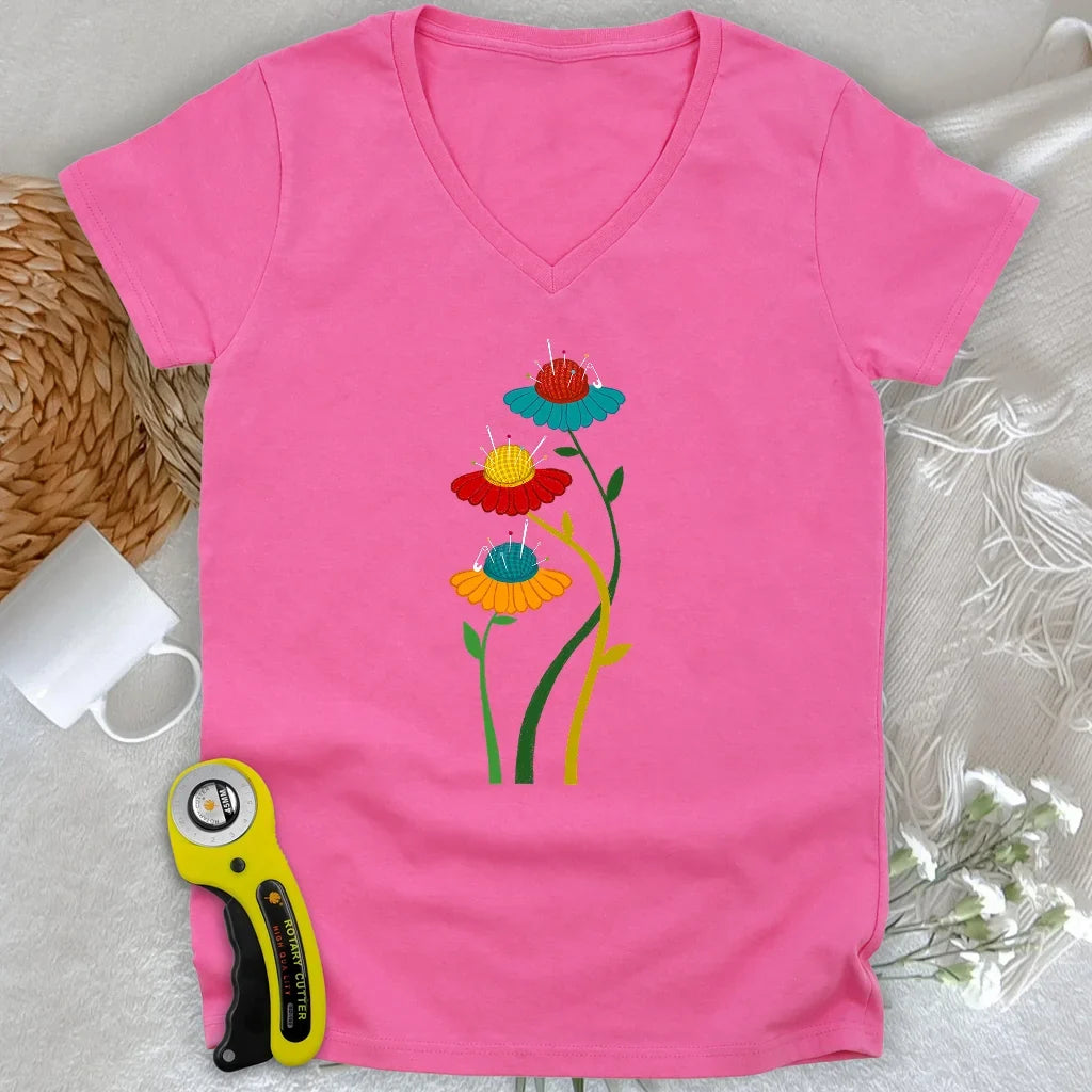 Blooming Pin Cushions Lady V-neck