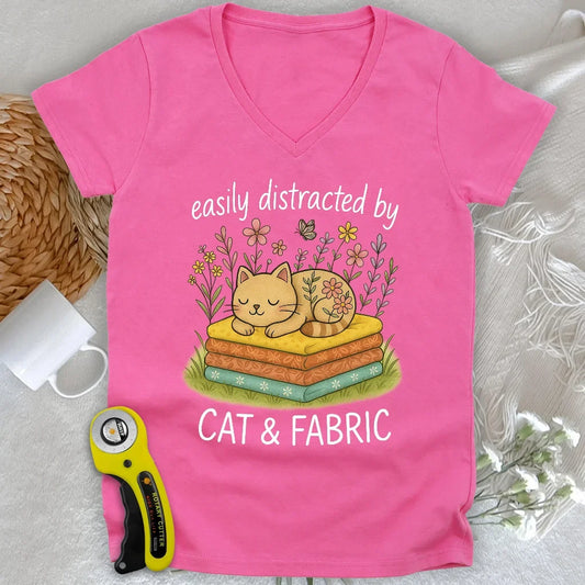 Cat Nap for Quilters Lady V-neck