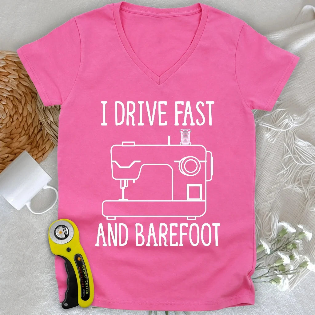 Drive Fast And Barefoot Lady V-neck