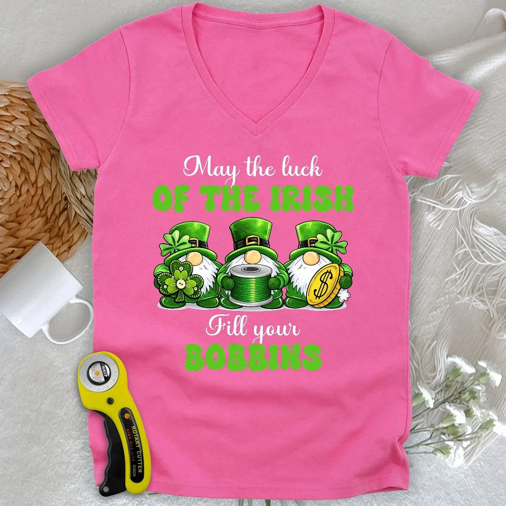 Lucky Bobbin Blessings Lady V-neck