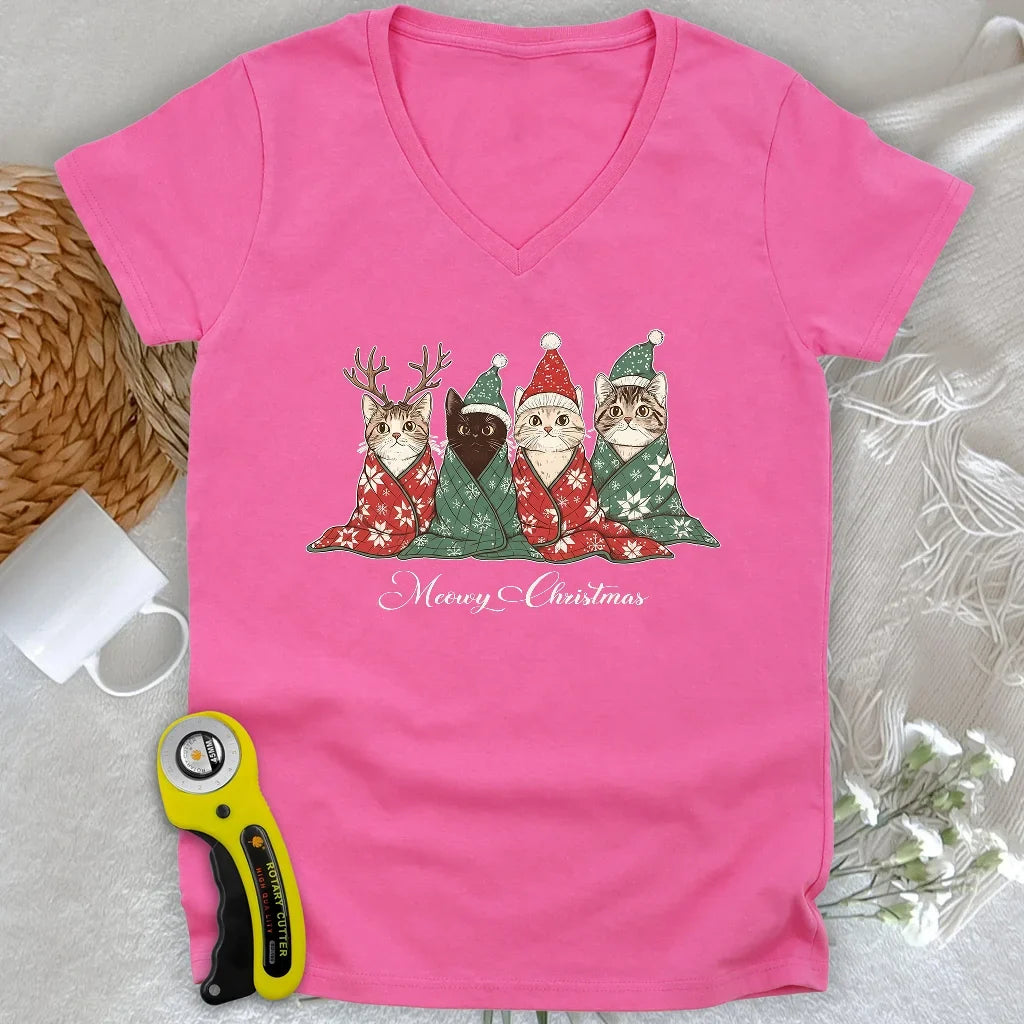 Meowy Christmas Lady V-neck