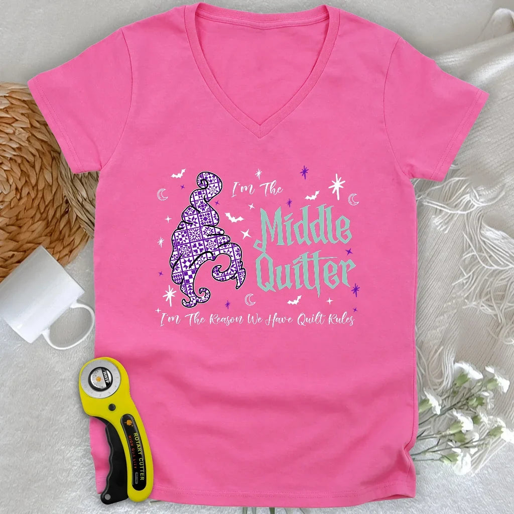 Middle Quilter Lady V-neck
