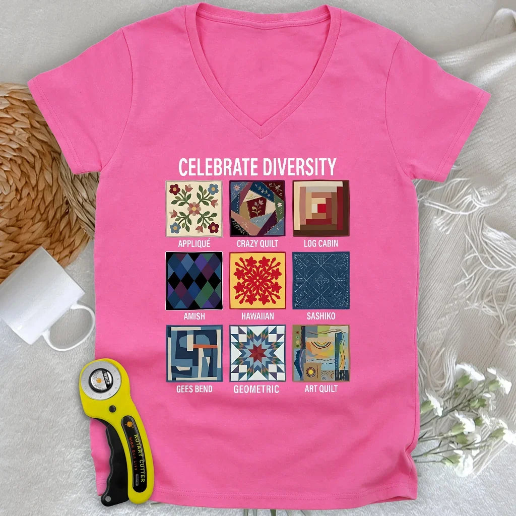 Patchwork Diversity Lady V-neck