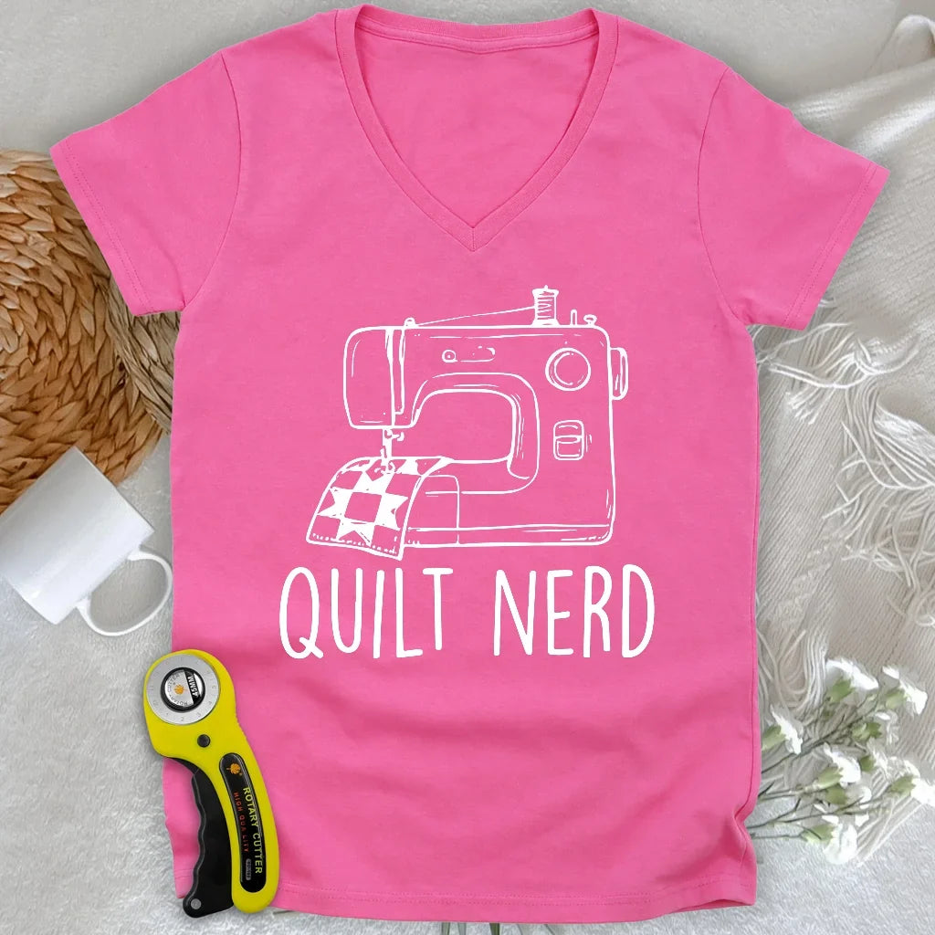 Quilt Nerd Lady V-neck
