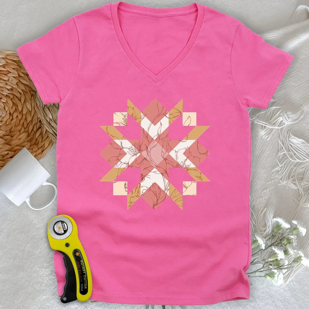 Quilted Botanica Lady V-neck